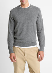 Cashmere Crew Neck Sweater in Crew Neck - MEDIUM HEATHER GREY | VINCE Men