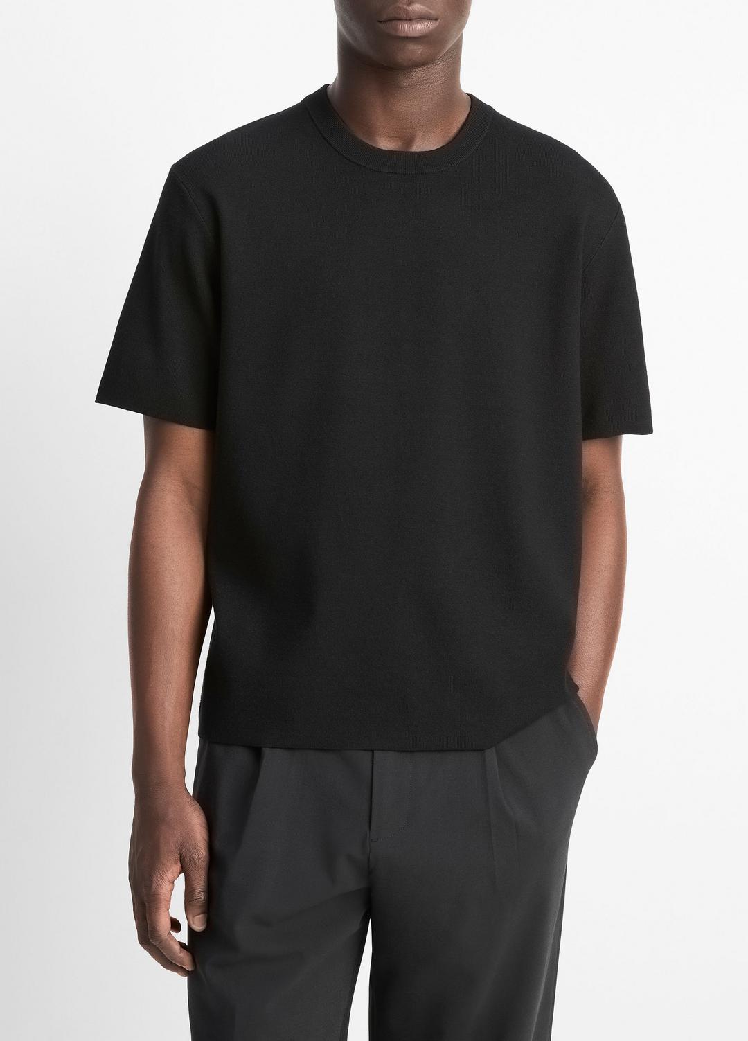 Milano Short-Sleeve Crew Neck Sweater in Crew Neck - BLACK | VINCE Men
