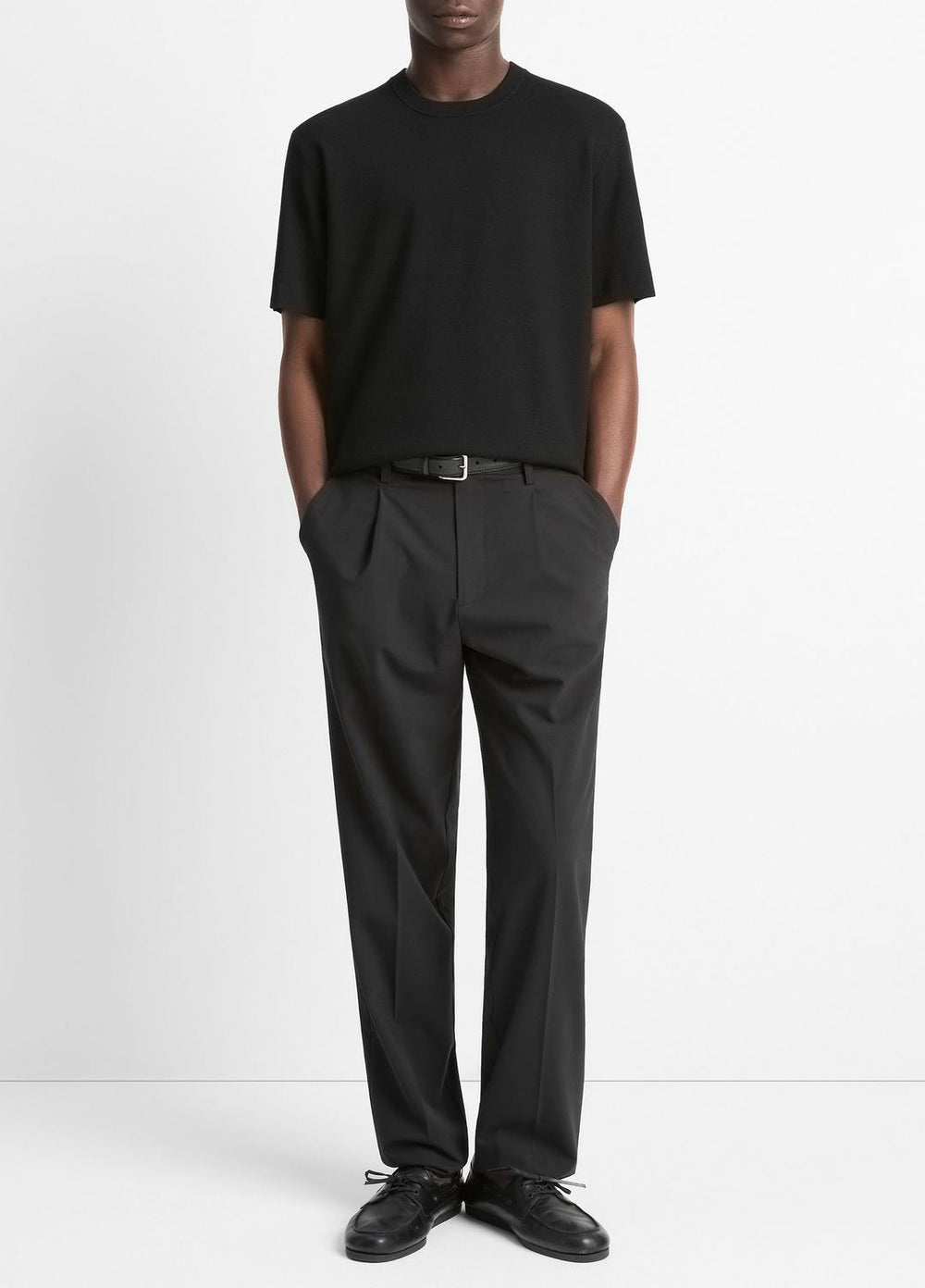 Milano Short-Sleeve Crew Neck Sweater in Crew Neck - BLACK | VINCE Men