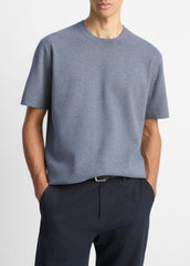 Milano Short-Sleeve Crew Neck Sweater in Crew Neck - LIGHT HEATHER RIPPLE | VINCE Men