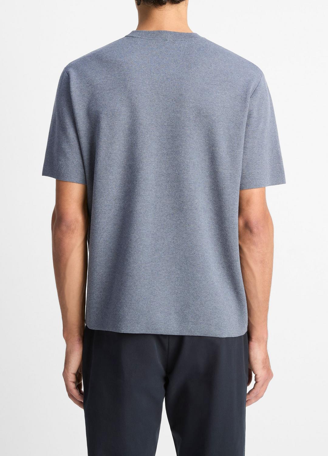 Milano Short-Sleeve Crew Neck Sweater in Crew Neck - LIGHT HEATHER RIPPLE | VINCE Men