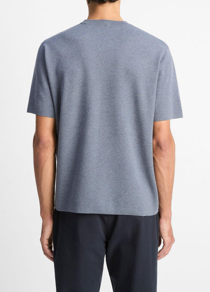 Milano Short-Sleeve Crew Neck Sweater in Crew Neck - LIGHT HEATHER RIPPLE | VINCE Men
