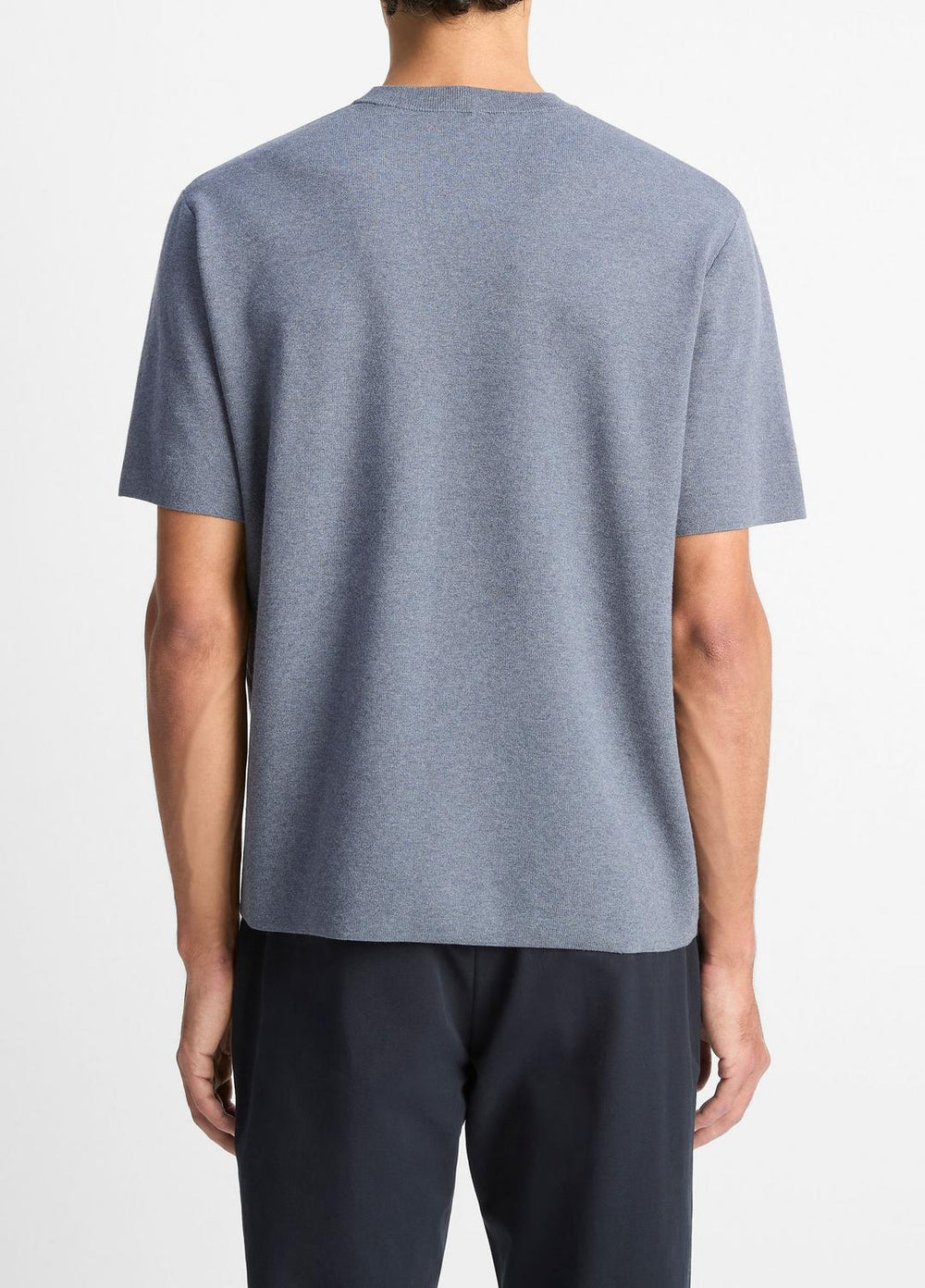 Milano Short-Sleeve Crew Neck Sweater in Crew Neck - LIGHT HEATHER RIPPLE | VINCE Men