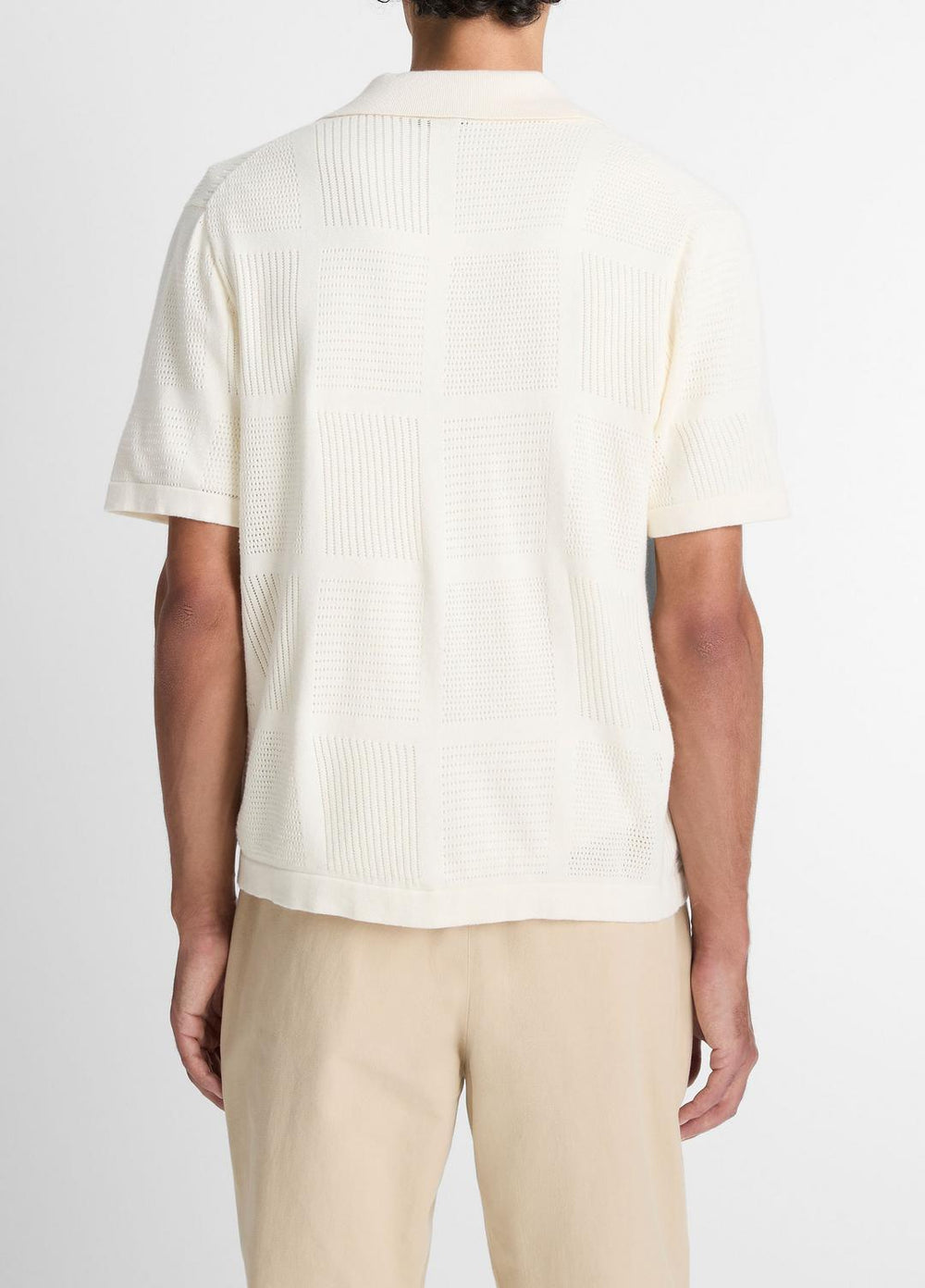 Patchwork Pointelle Short-Sleeve Shirt in Short Sleeve - CLASSIC CREAM | VINCE Men