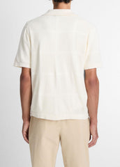 Patchwork Pointelle Short-Sleeve Shirt in Short Sleeve - CLASSIC CREAM | VINCE Men