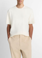 Milano Short-Sleeve Crew Neck Sweater in Crew Neck - CLASSIC CREAM | VINCE Men