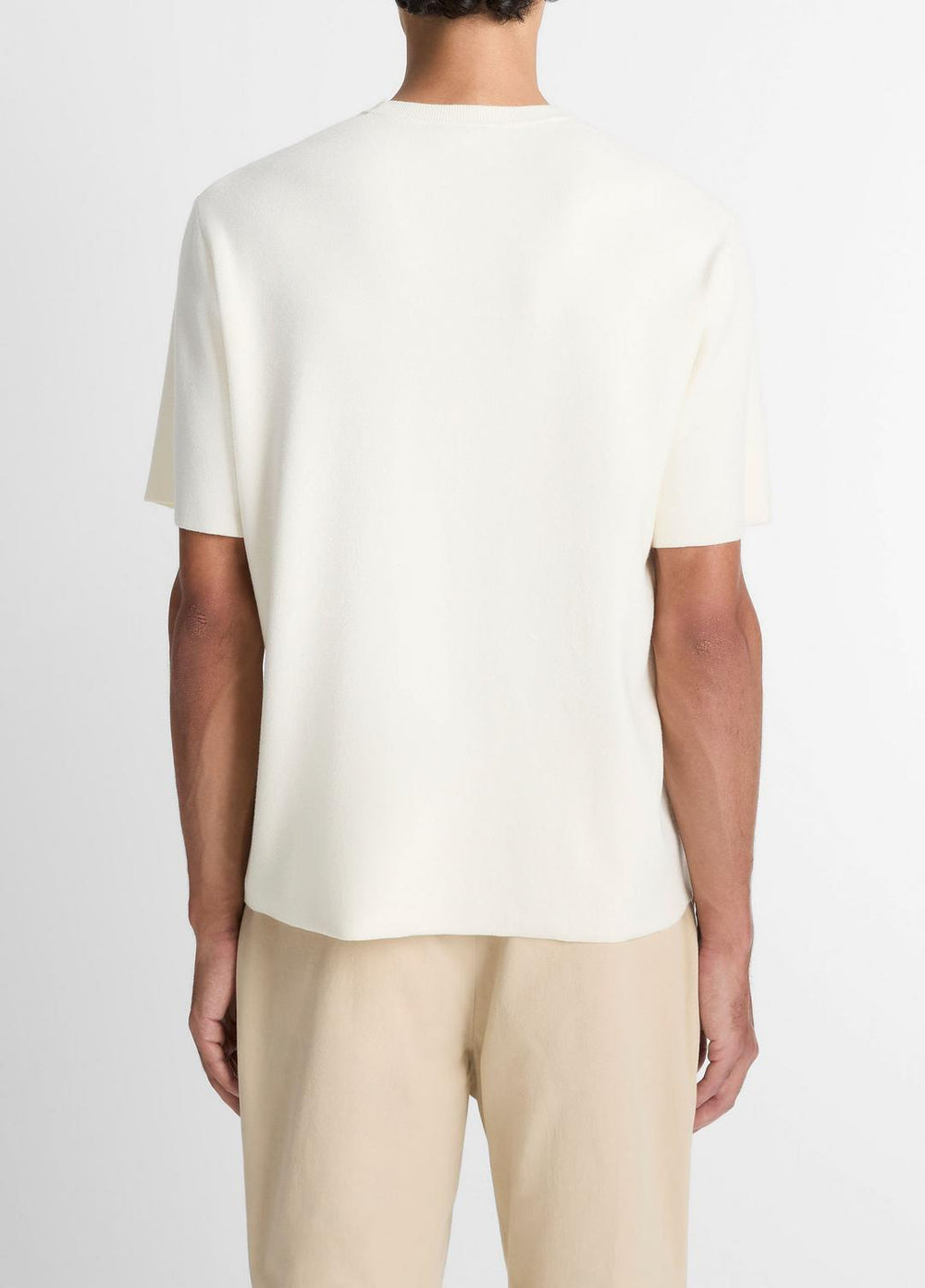Milano Short-Sleeve Crew Neck Sweater in Crew Neck - CLASSIC CREAM | VINCE Men