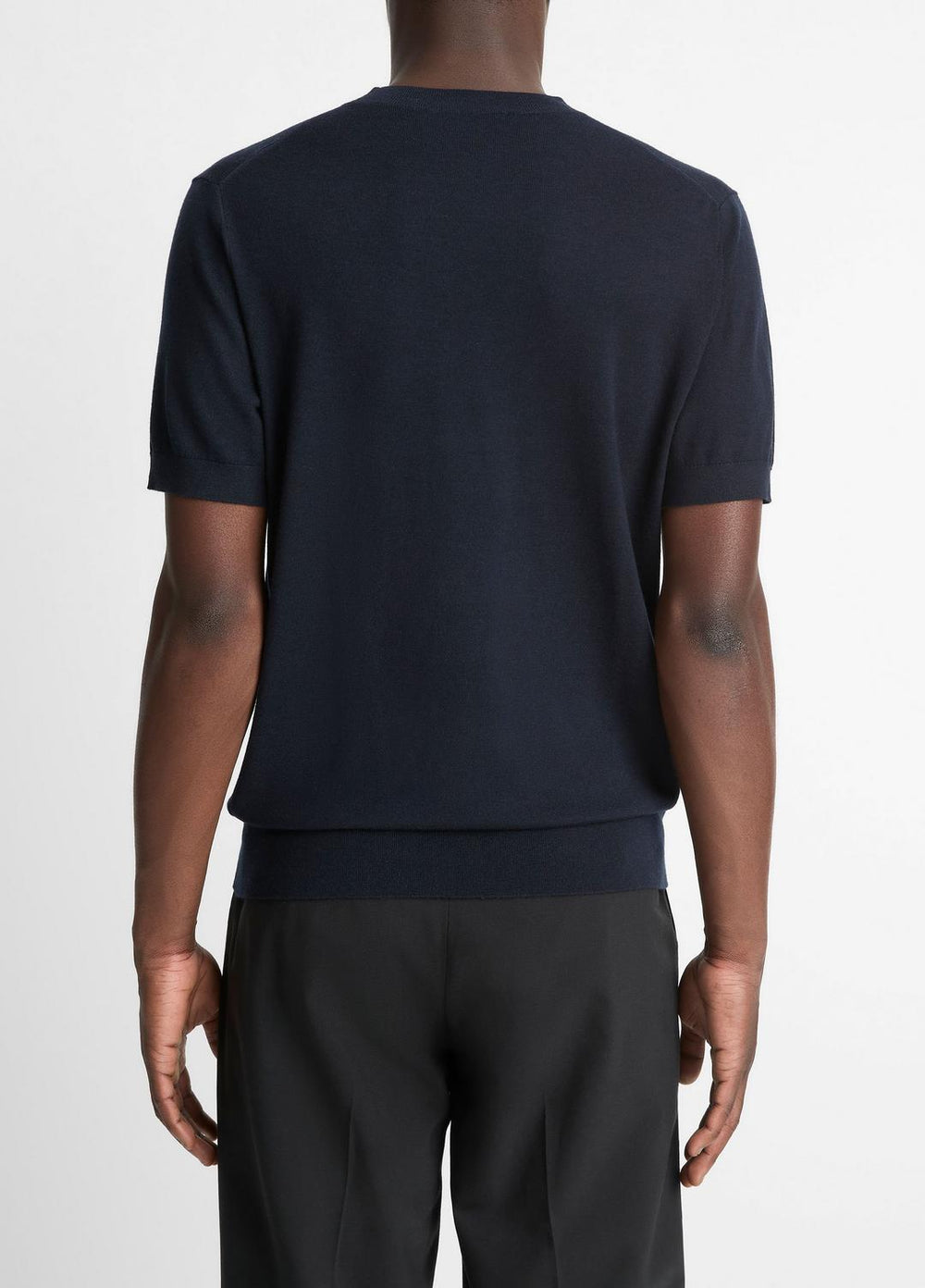 Featherweight Merino Wool-Cashmere Short-Sleeve Sweater in Crew Neck - COASTAL BLUE | VINCE Men