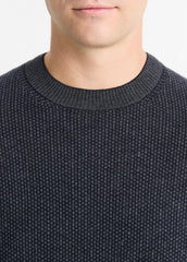 Geo-Jacquard Wool-Blend Crew Neck Sweater in Crew Neck - COASTAL BLUE/MEDIUM HEATHER GREY | VINCE Men