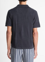 Patchwork Pointelle Short-Sleeve Shirt in Short Sleeve - LIGHT COASTAL BLUE | VINCE Men