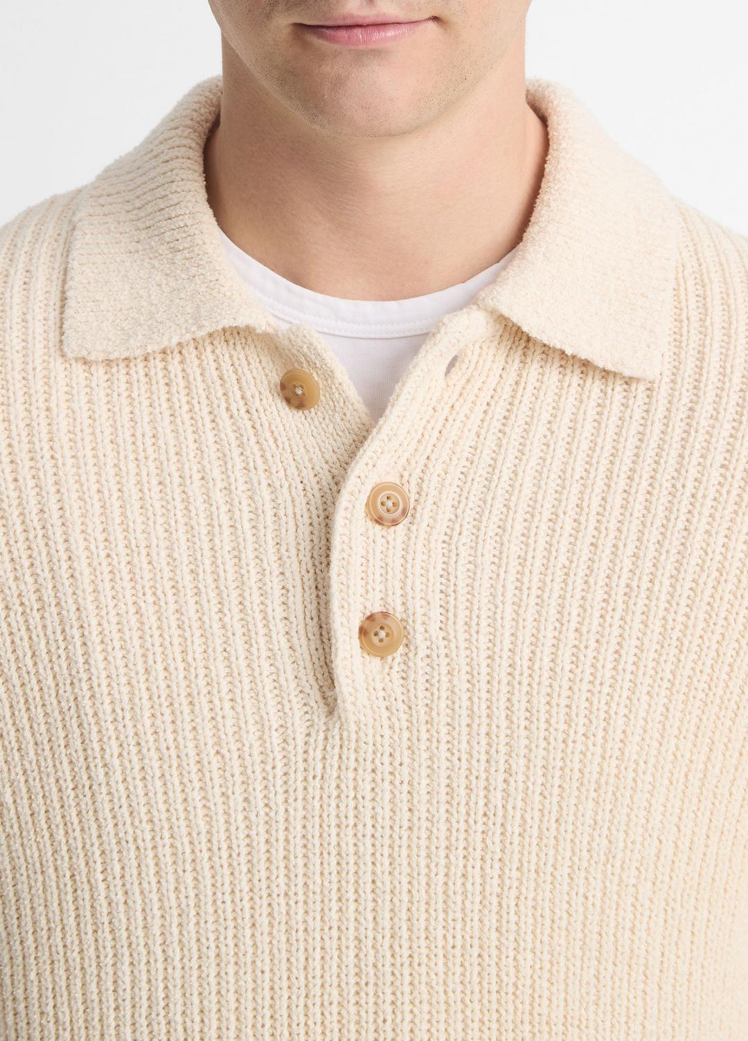 Shaker Italian Cotton-Blend Polo Sweater in Sweaters - BONE | VINCE Men