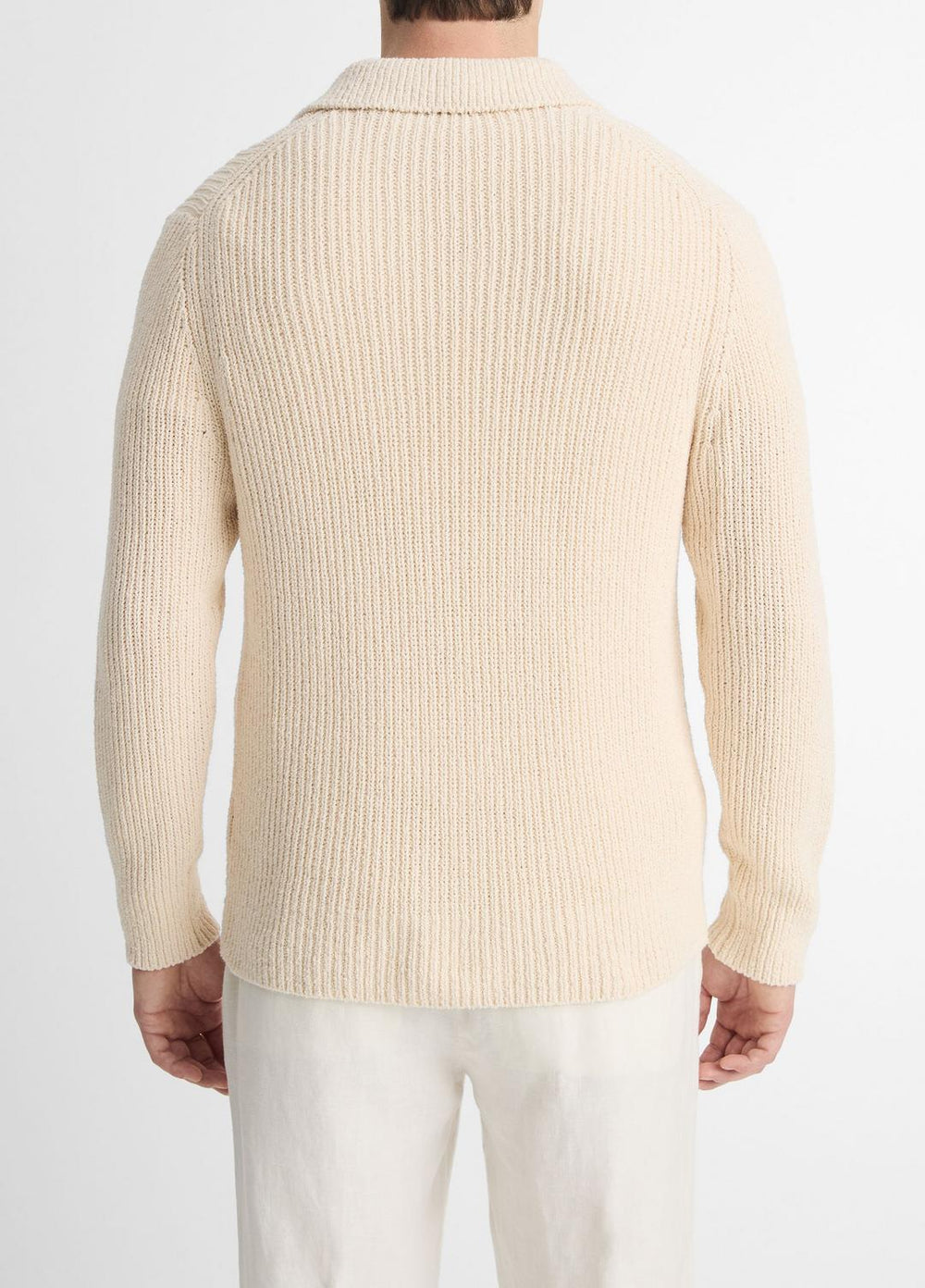 Shaker Italian Cotton-Blend Polo Sweater in Sweaters - BONE | VINCE Men