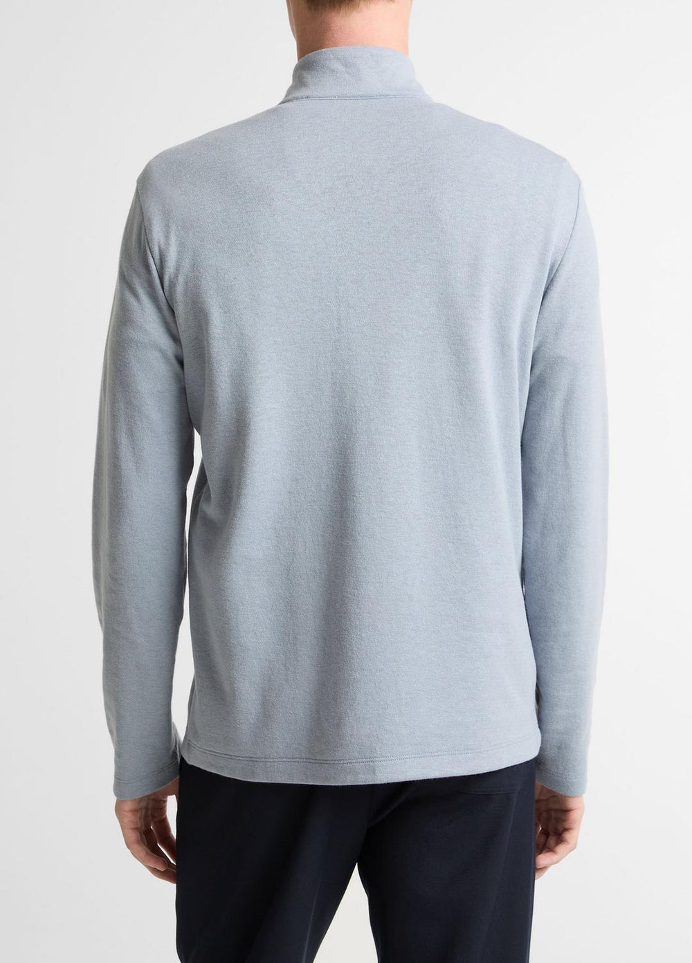 Double-Face Cotton-Blend Quarter-Zip Pullover in Quarter Zip - STEEL BLUE/STUDIO | VINCE Men