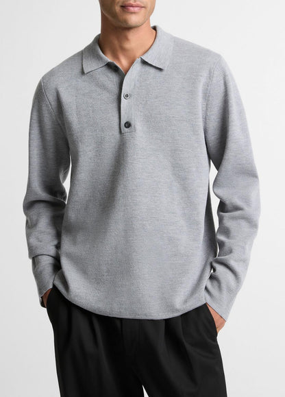 Italian Merino Wool Milano Polo Sweater in Sweaters - HEATHER GREY | VINCE Men