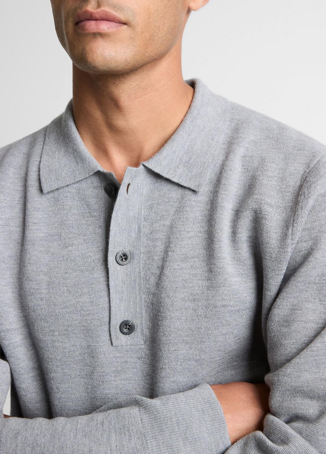 Italian Merino Wool Milano Polo Sweater in Sweaters - HEATHER GREY | VINCE Men