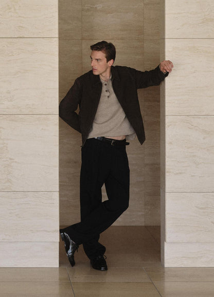 Italian Merino Wool Milano Polo Sweater in Sweaters - HEATHER GREY | VINCE Men
