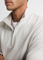 Double-Face Cotton-Blend Quarter-Zip Pullover in Quarter Zip - OFF WHITE/JET | VINCE Men