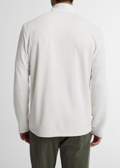 Double-Face Cotton-Blend Quarter-Zip Pullover in Quarter Zip - OFF WHITE/JET | VINCE Men