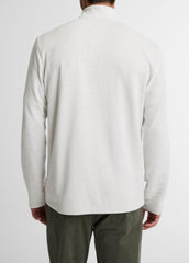 Double-Face Cotton-Blend Quarter-Zip Pullover in Quarter Zip - OFF WHITE/JET | VINCE Men