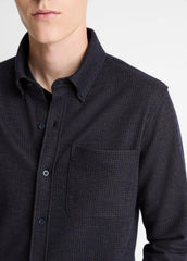 Tattersall Plaid Button-Down Shirt in Long Sleeve - COASTAL BLUE/DARK JASPER | VINCE Men