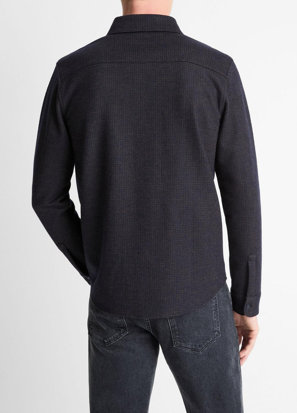 Tattersall Plaid Button-Down Shirt in Long Sleeve - COASTAL BLUE/DARK JASPER | VINCE Men