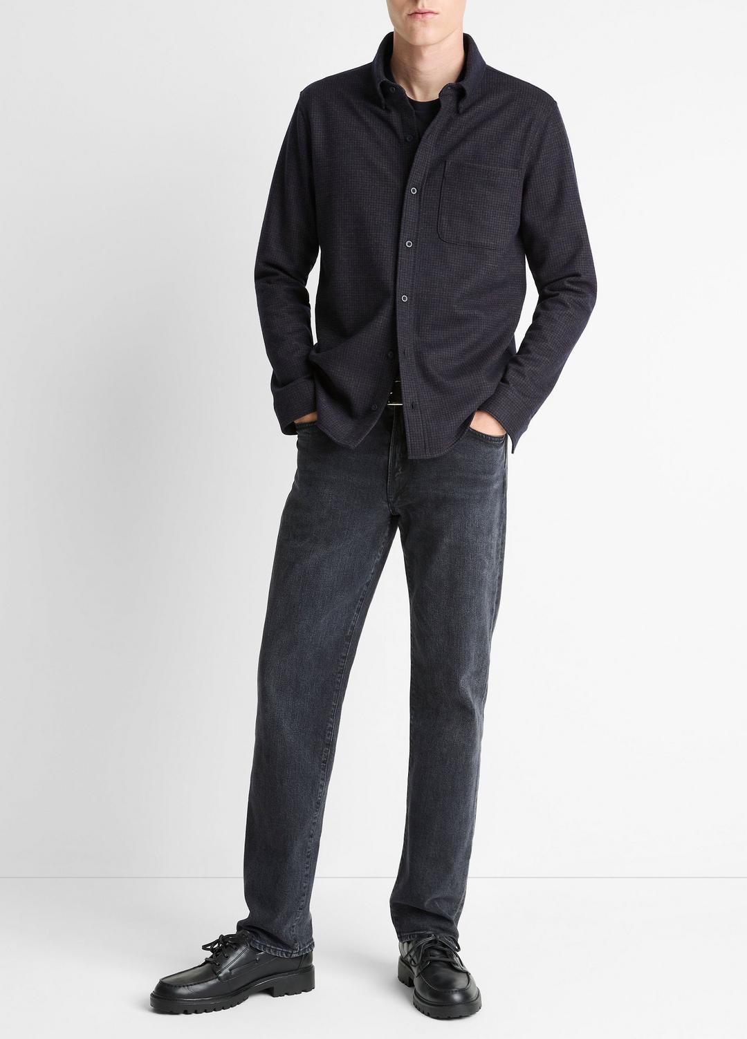 Tattersall Plaid Button-Down Shirt in Long Sleeve - COASTAL BLUE/DARK JASPER | VINCE Men