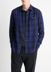 Big Horn Plaid Cotton Button-Front Shirt in Long Sleeve - MONARCH COMBO | VINCE Men