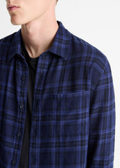 Big Horn Plaid Cotton Button-Front Shirt in Long Sleeve - MONARCH COMBO | VINCE Men