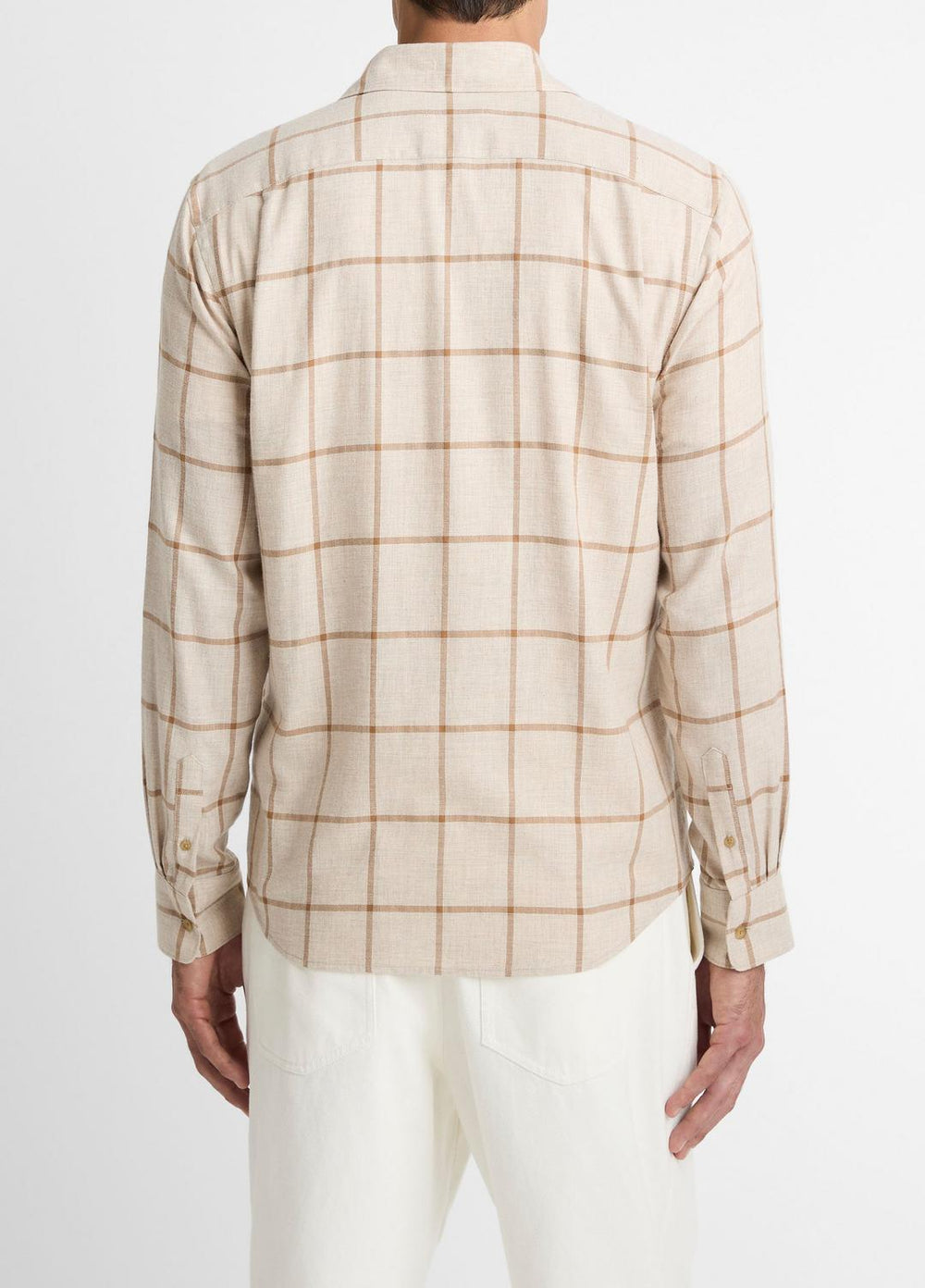Rockery Plaid Cotton Button-Front Shirt in Long Sleeve - HEATHER OATMEAL/WALNUT | VINCE Men