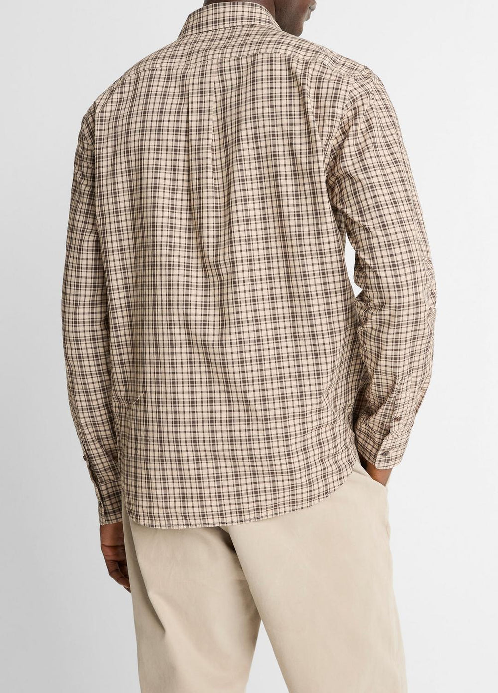 Great Falls Plaid Cotton Button-Front Shirt in Long Sleeve - RIVER SAND/MISSION | VINCE Men