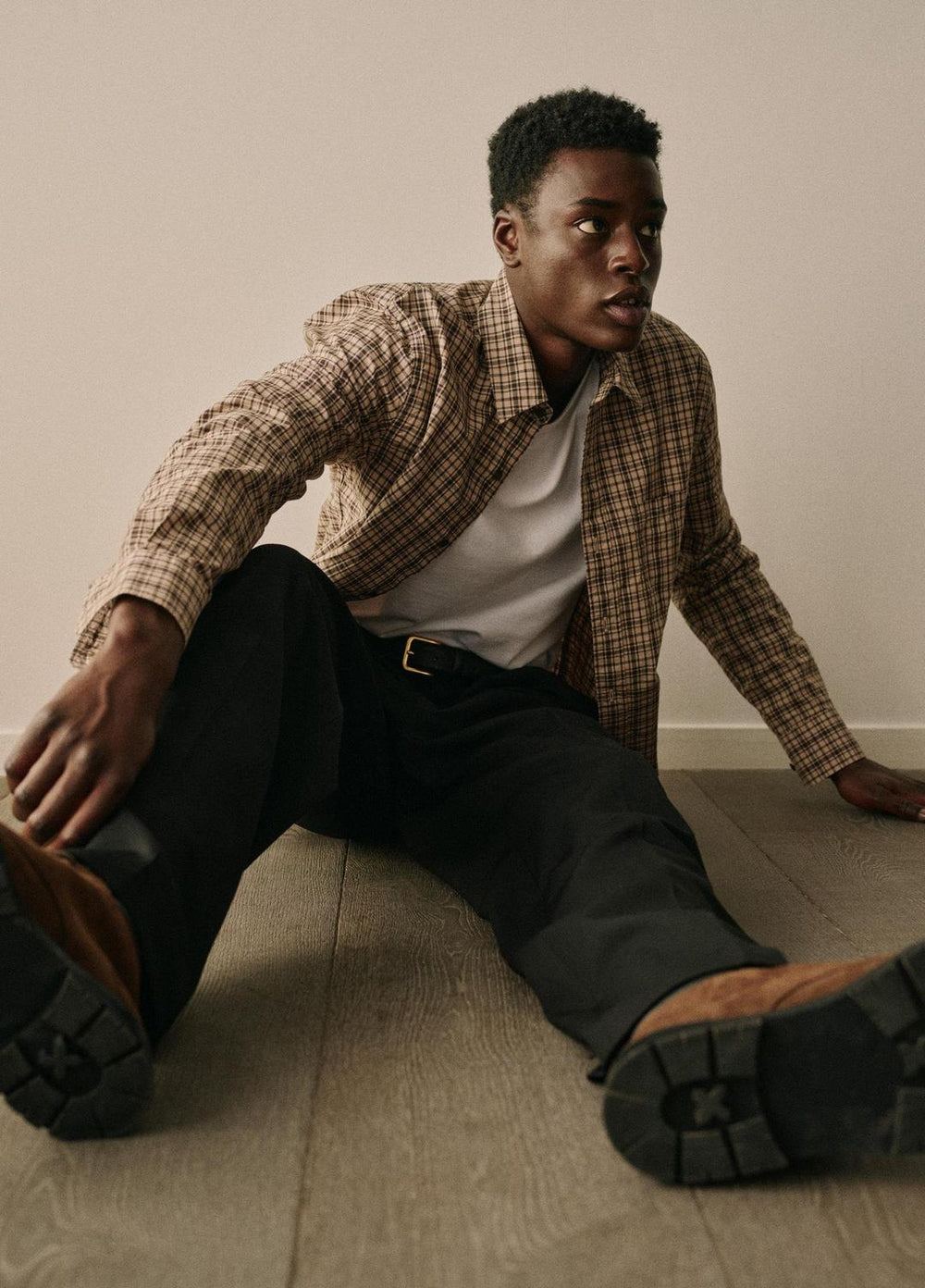Great Falls Plaid Cotton Button-Front Shirt in Long Sleeve - RIVER SAND/MISSION | VINCE Men