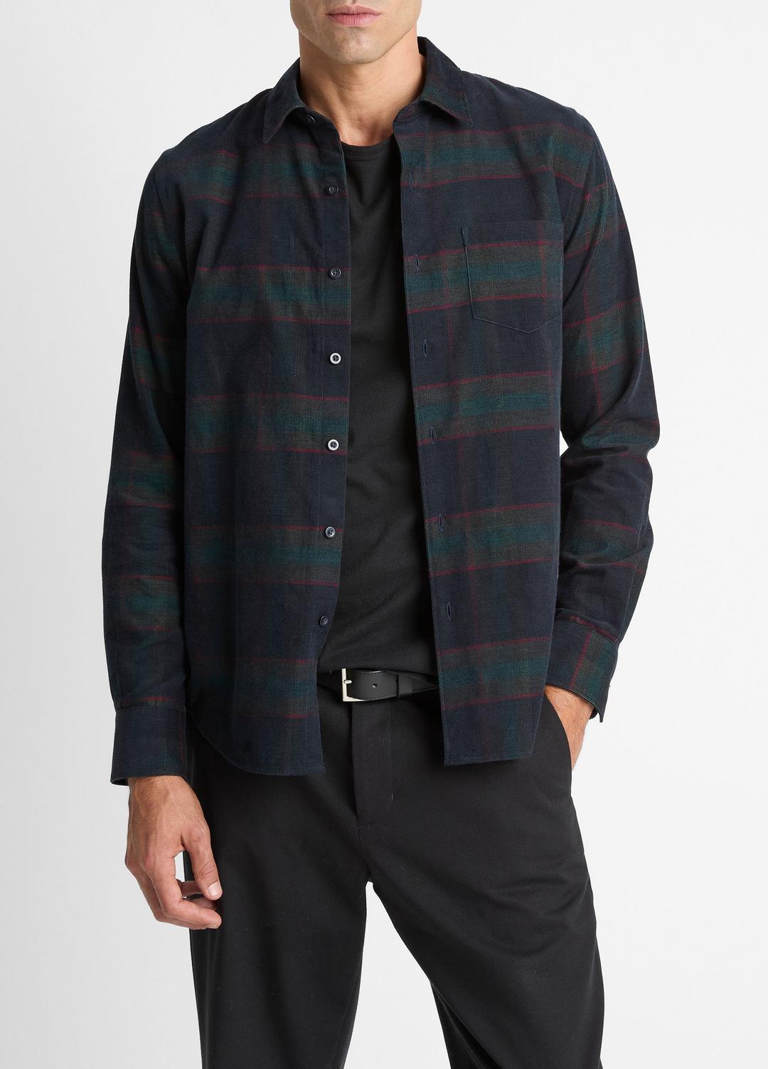Holme Plaid Cotton Button-Front Shirt in Long Sleeve - COASTAL COMBO | VINCE Men