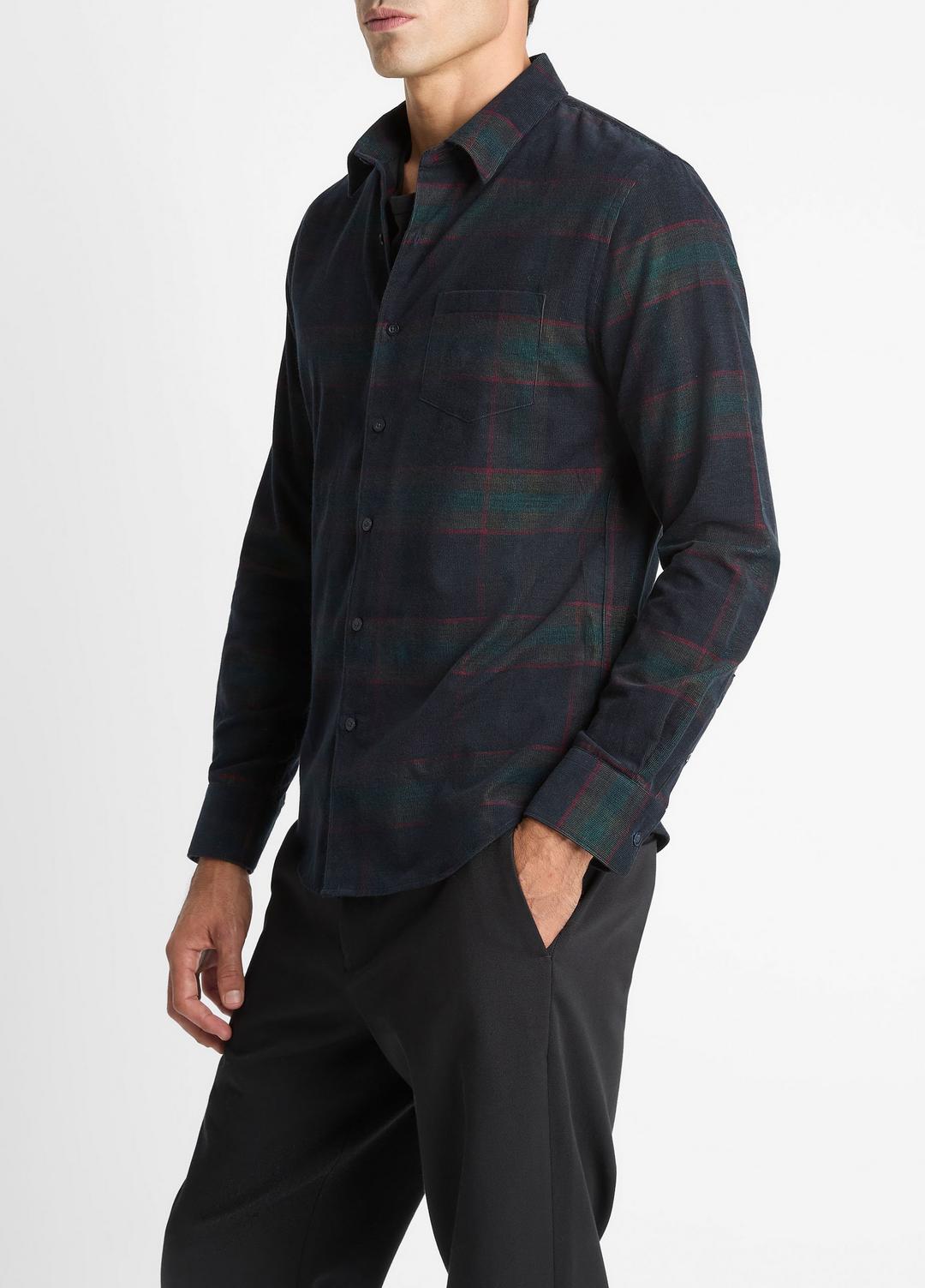 Holme Plaid Cotton Button-Front Shirt in Long Sleeve - COASTAL COMBO | VINCE Men