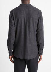 Double Face Long Sleeve in Long Sleeve - HEATHER BLACK | VINCE Men