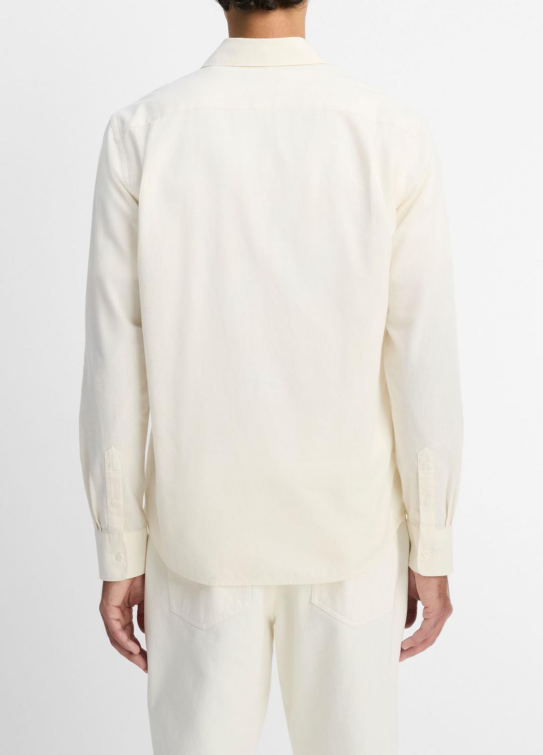Cotton Chambray Button-Front Shirt in Long Sleeve - OFF WHITE | VINCE Men