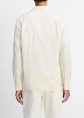 Cotton Chambray Button-Front Shirt in Long Sleeve - OFF WHITE | VINCE Men