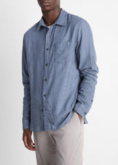 Double Face Long Sleeve in Long Sleeve - CHAMBRAY | VINCE Men