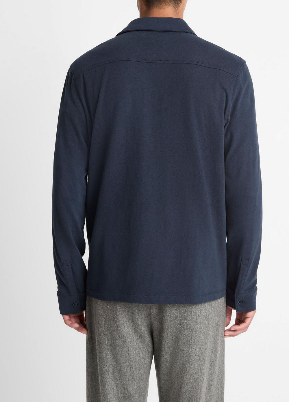 Sueded Cotton Jersey Button-Front Shirt in Long Sleeve - COASTAL BLUE | VINCE Men
