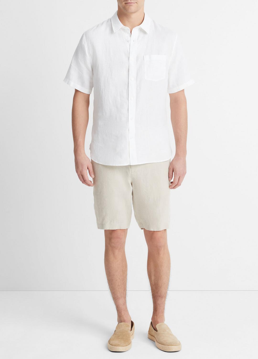 Linen Short-Sleeve Shirt in Short Sleeve - OPTIC WHITE | VINCE Men
