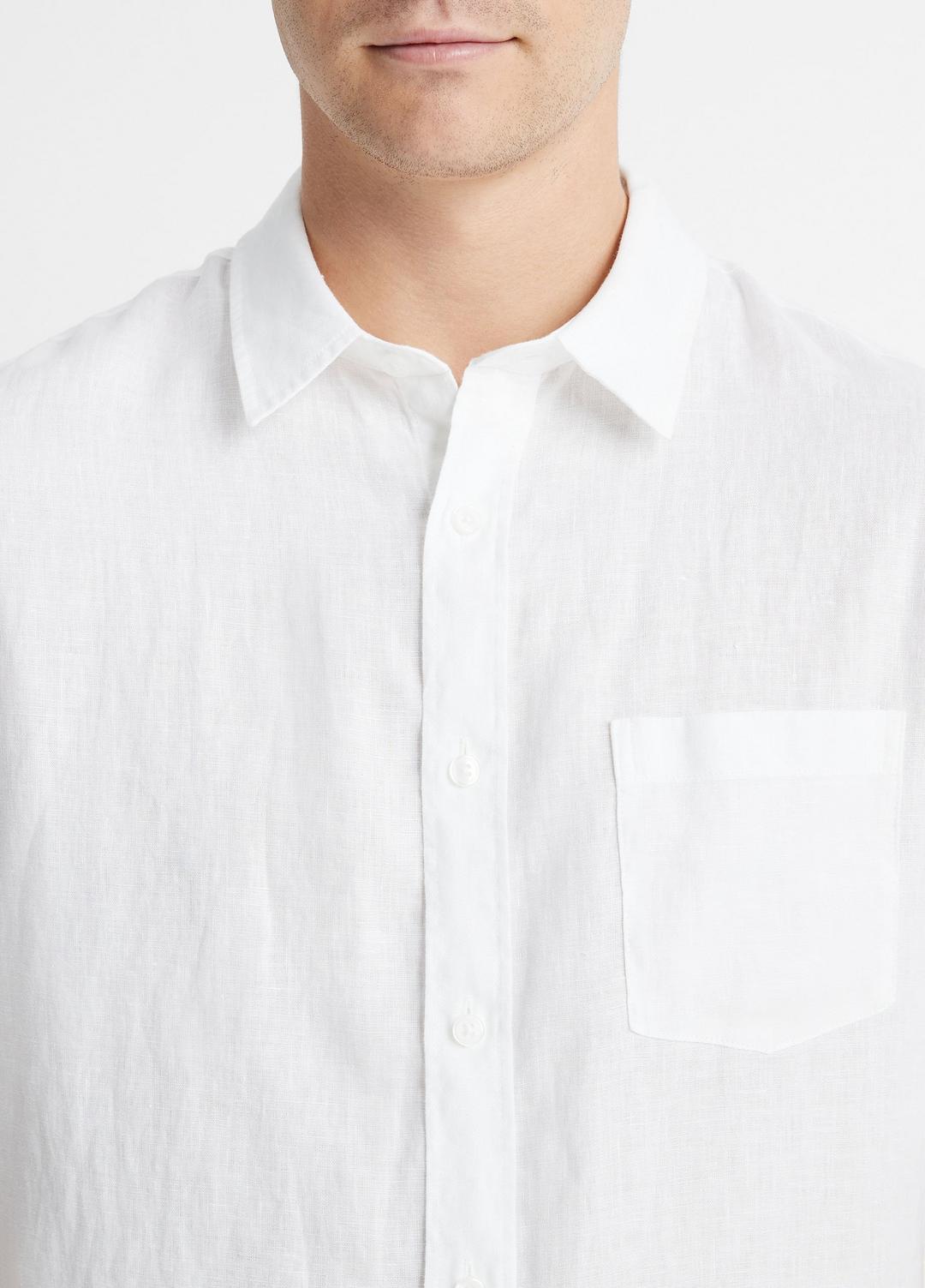 Linen Short-Sleeve Shirt in Short Sleeve - OPTIC WHITE | VINCE Men