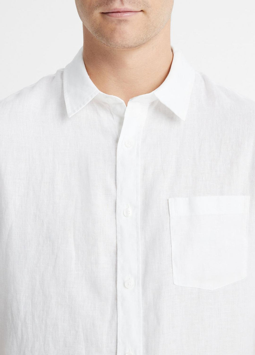 Linen Short-Sleeve Shirt in Short Sleeve - OPTIC WHITE | VINCE Men