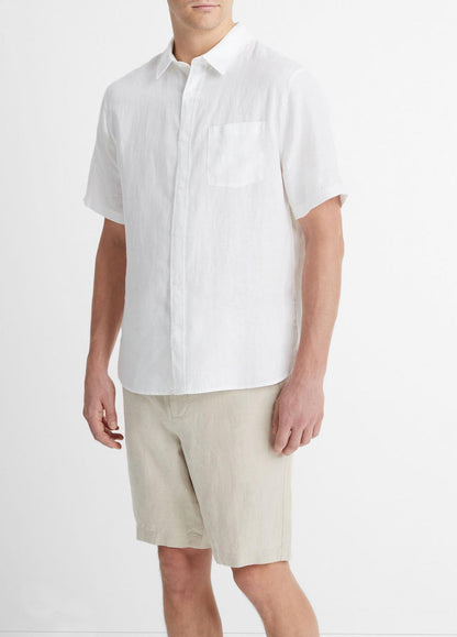 Linen Short-Sleeve Shirt in Short Sleeve - OPTIC WHITE | VINCE Men