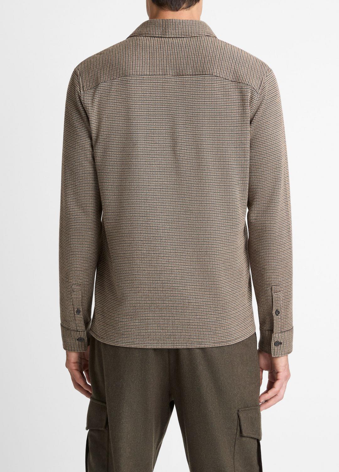 Houndstooth Cotton-Blend Button-Front Shirt in Long Sleeve - DARK ROAST COMBO | VINCE Men