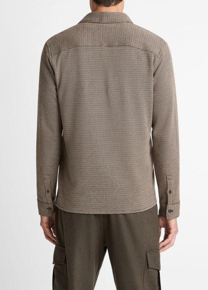 Houndstooth Cotton-Blend Button-Front Shirt in Long Sleeve - DARK ROAST COMBO | VINCE Men