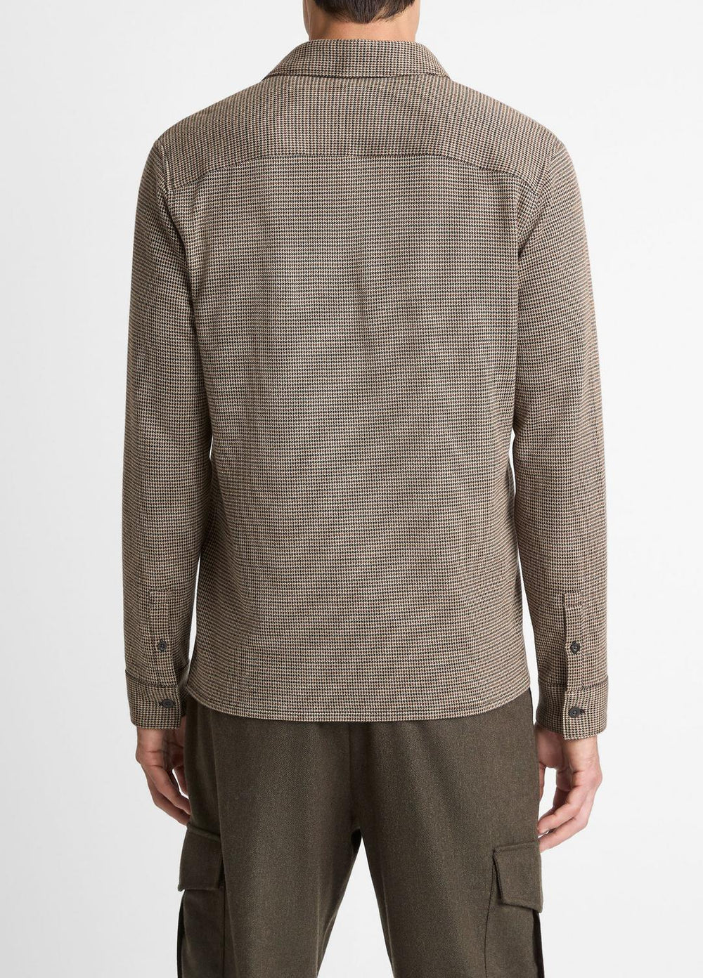 Houndstooth Cotton-Blend Button-Front Shirt in Long Sleeve - DARK ROAST COMBO | VINCE Men