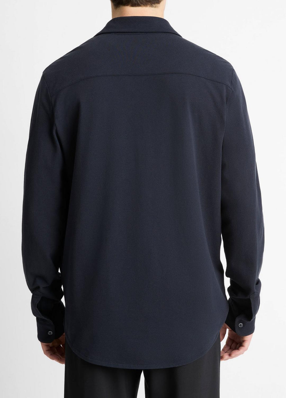 Cotton Piqué Button-Front Shirt in Long Sleeve - COASTAL BLUE | VINCE Men