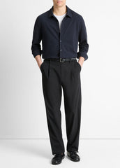 Cotton Piqué Button-Front Shirt in Long Sleeve - COASTAL BLUE | VINCE Men