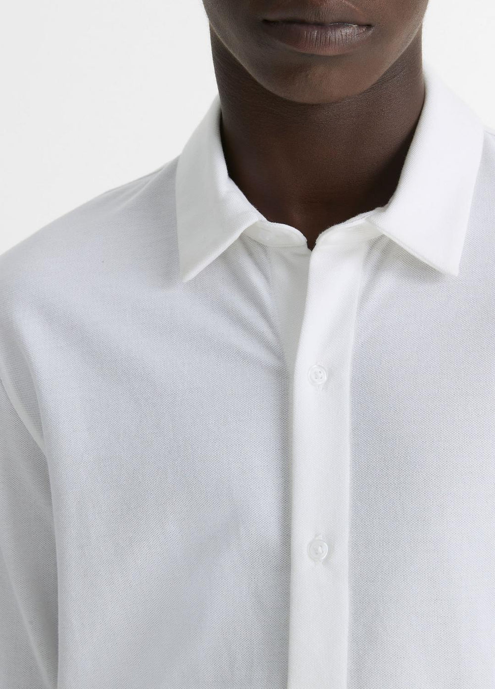Cotton Piqué Button-Front Shirt in Long Sleeve - OPTIC WHITE | VINCE Men