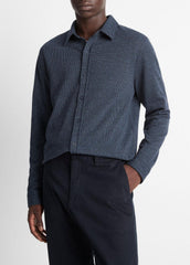 Houndstooth Cotton-Blend Button-Front Shirt in Long Sleeve - COASTAL COMBO | VINCE Men