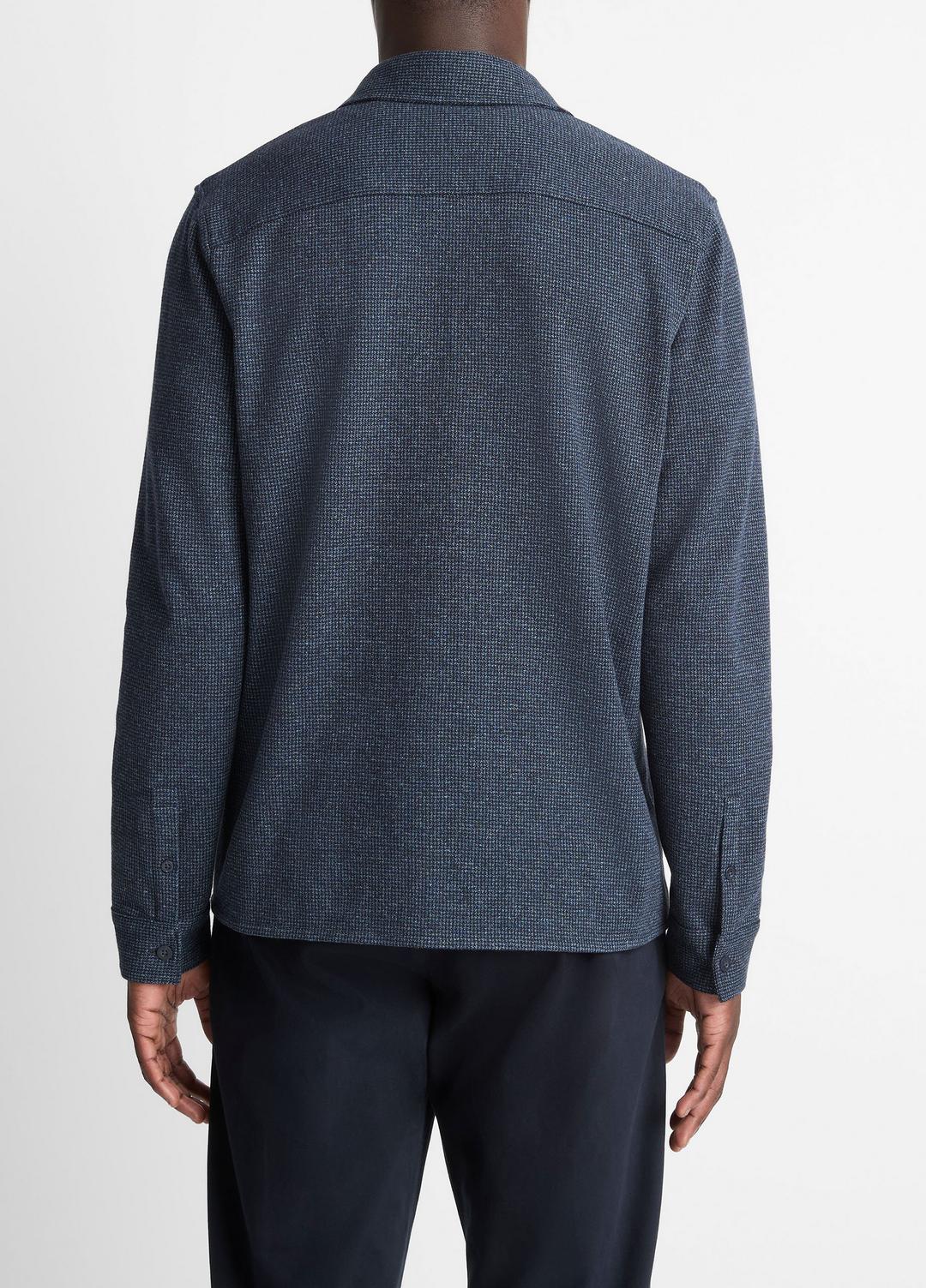 Houndstooth Cotton-Blend Button-Front Shirt in Long Sleeve - COASTAL COMBO | VINCE Men